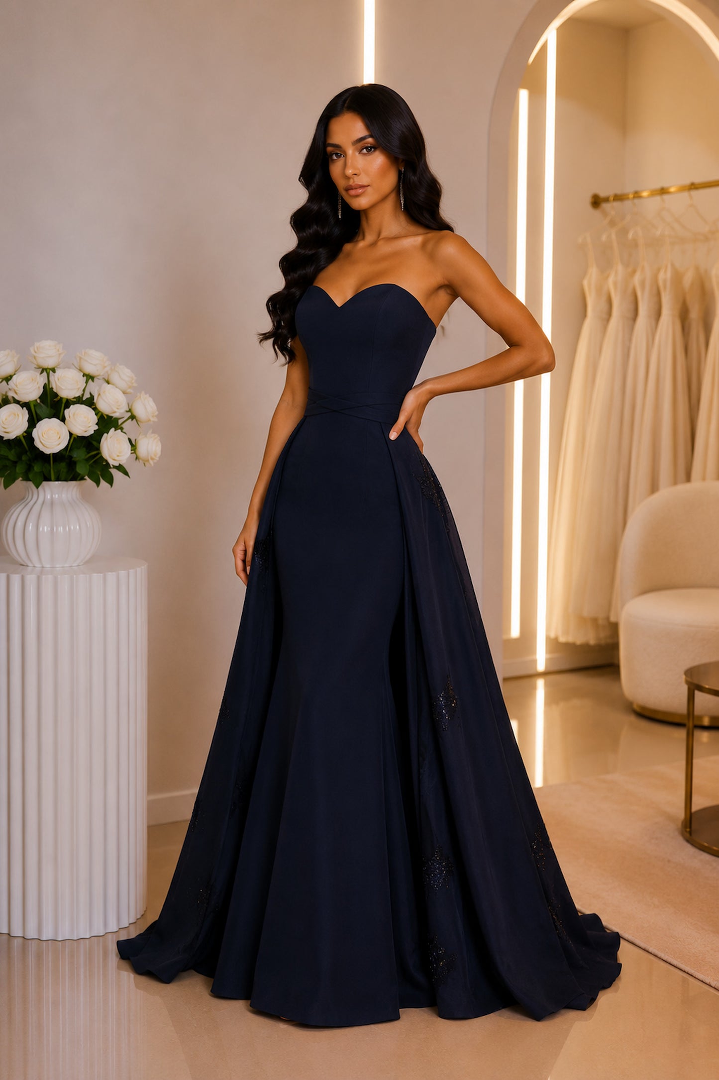 Portia and Scarlett Endora Strapless Navy Formal Dress