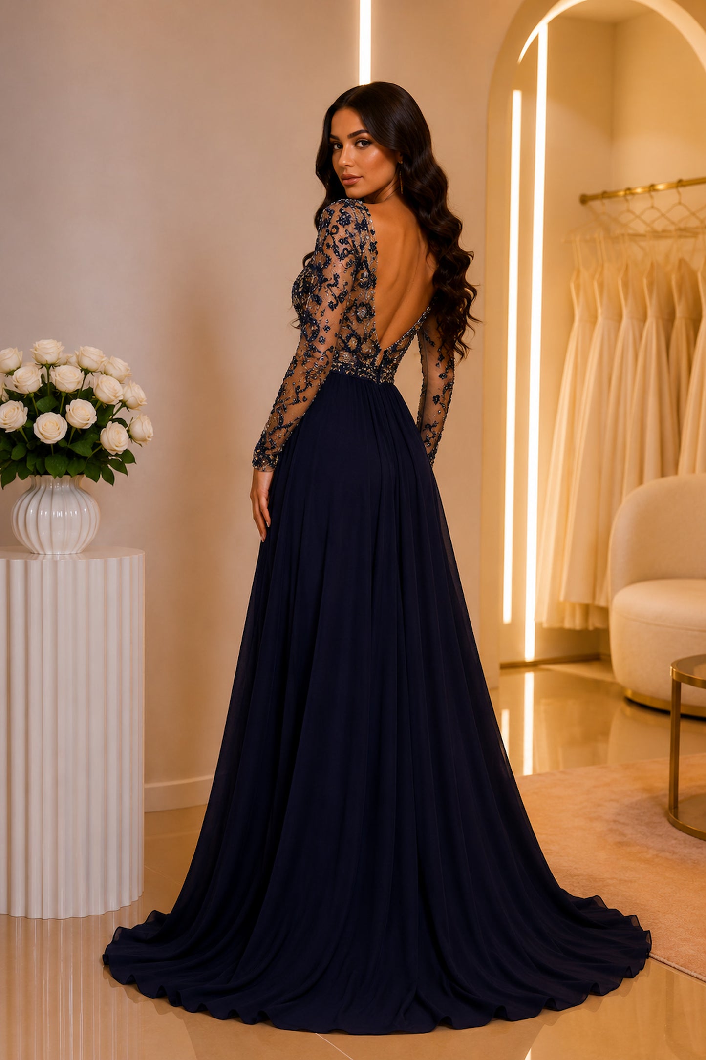 Portia and Scarlett Jenelle 1756 Navy Formal Dress