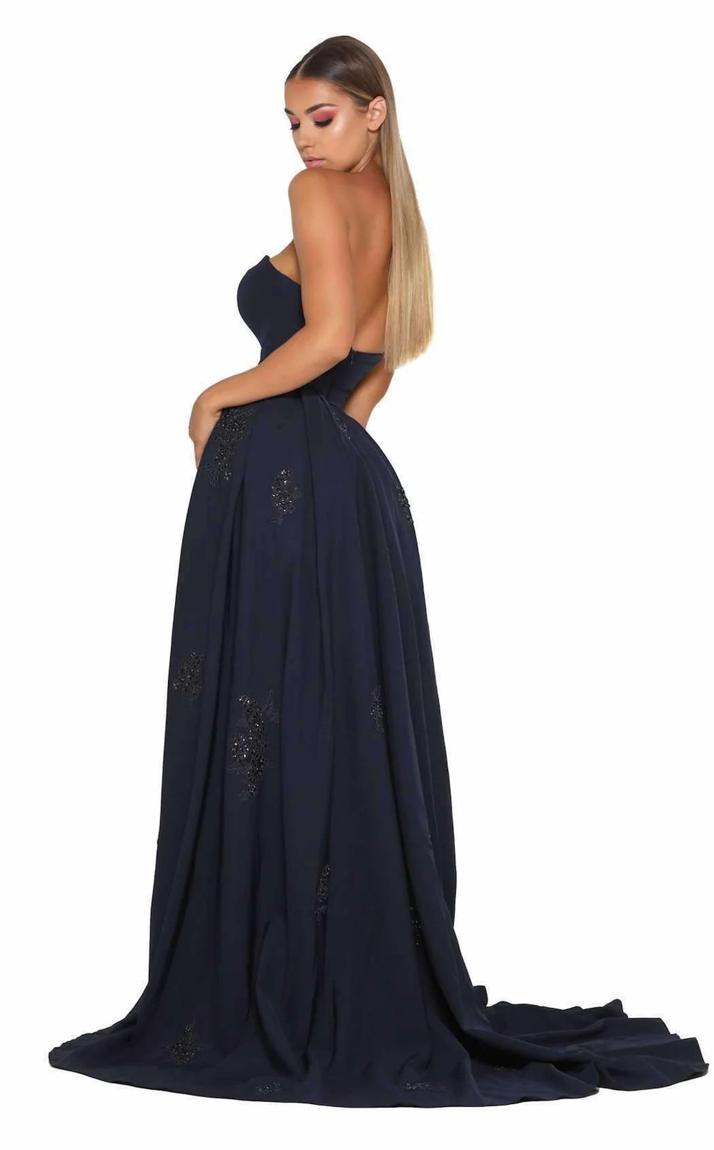 Portia and Scarlett Endora Strapless Navy Formal Dress